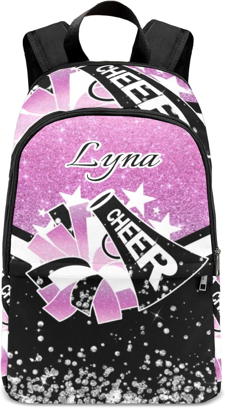 Personalized Pink Cheer Backpack for Cheerleader,Customized with Name Shoulder Bag Backpack for Girls Women College School Bookbag for Travel Birthday Holiday