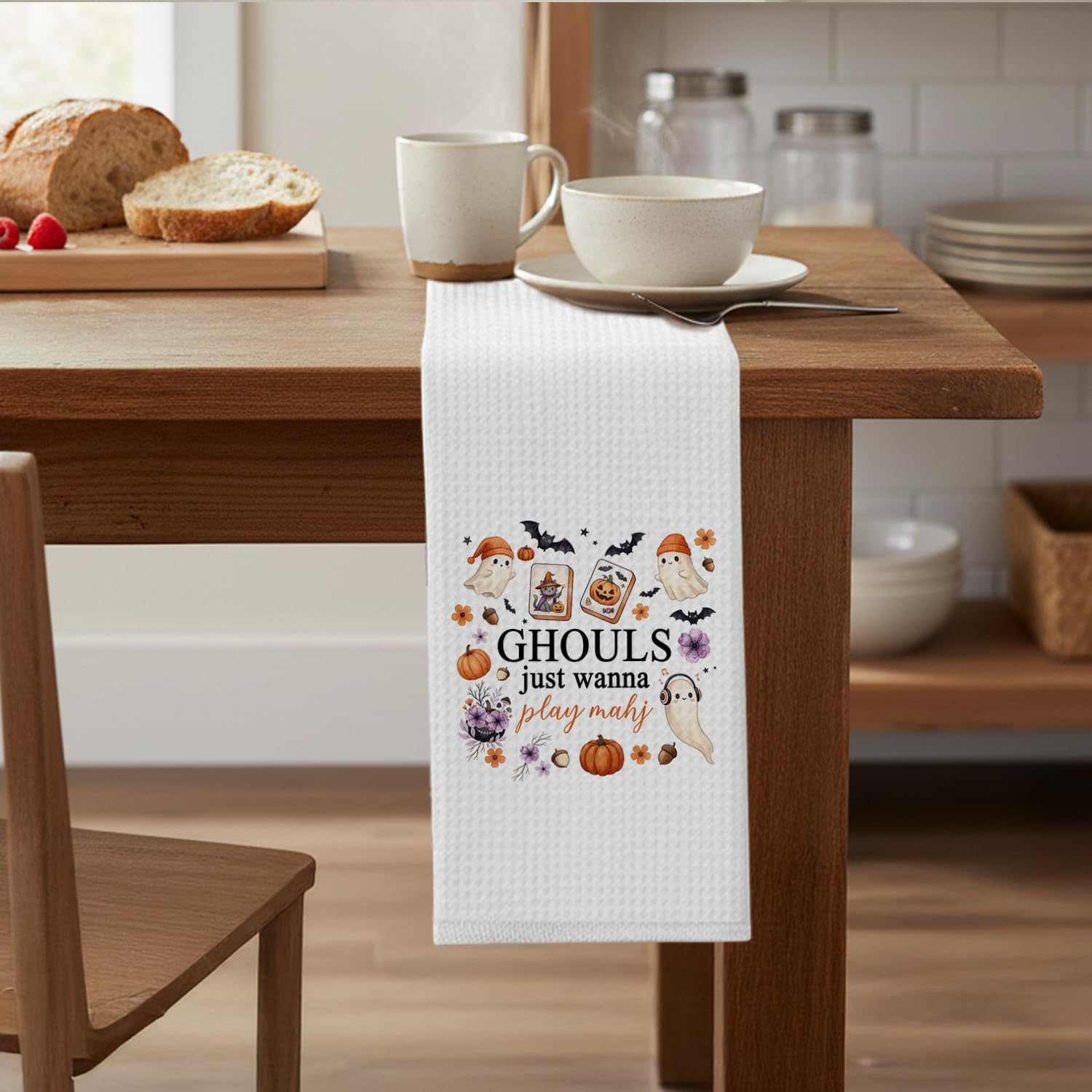 Halloween Mahjong Kitchen Towels 16x24 Inch image 4