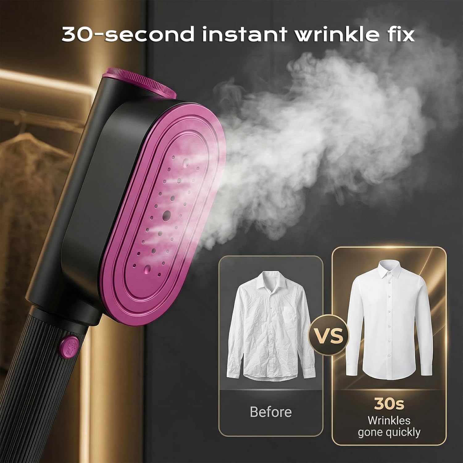 Travel Steamer for Clothes,1200W Portable Steamer ＆ Iron 2 In 1,Large Ceramic Heat Panel with 90°Rotatable Head,100ml Water Tank,110-120V Mini Ironing Machine for Home, Travel and Business.