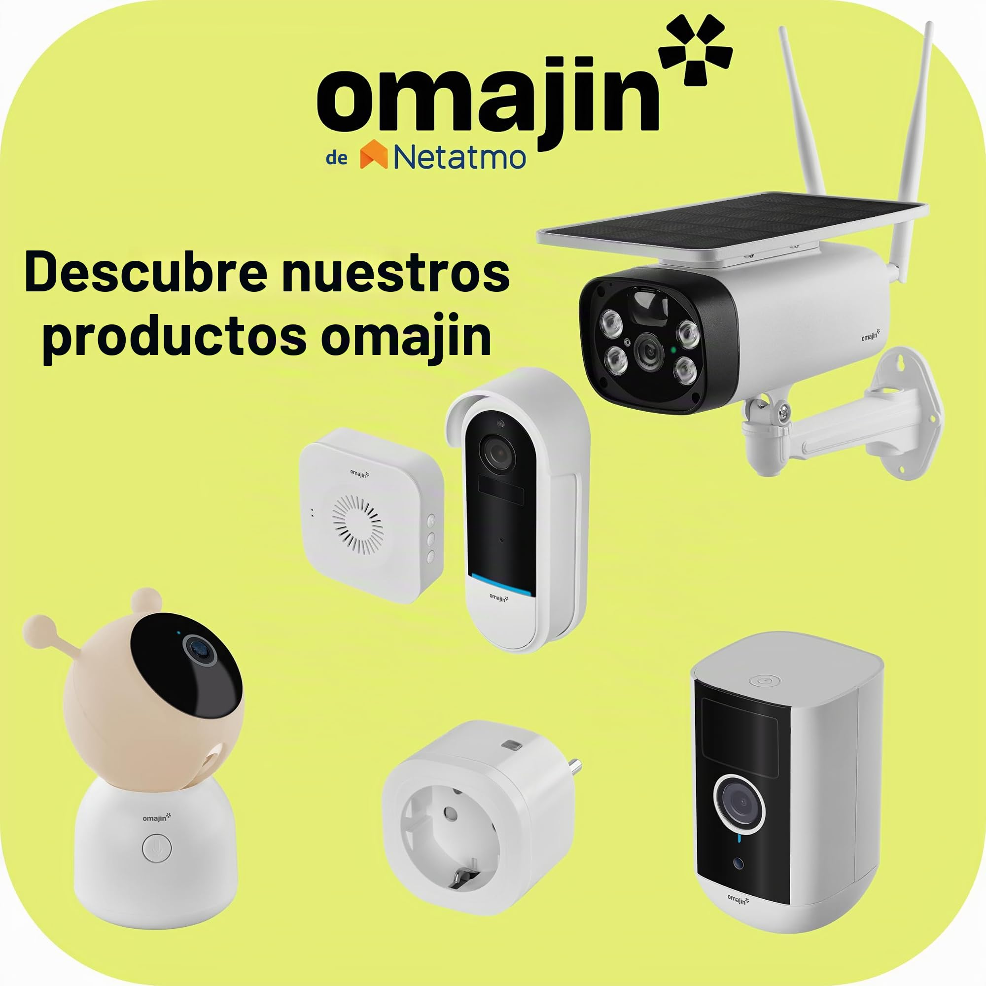 OMAJIN by Netatmo, Cámara Vigilabebés Inteligente 2K HD, Visión Nocturna, Alerta llantos, Audio bidireccional, Canciones, Ruido Blanco, luz, Medidor Humedad/Temperatura, SD/Cloud, App Control, OBC-01