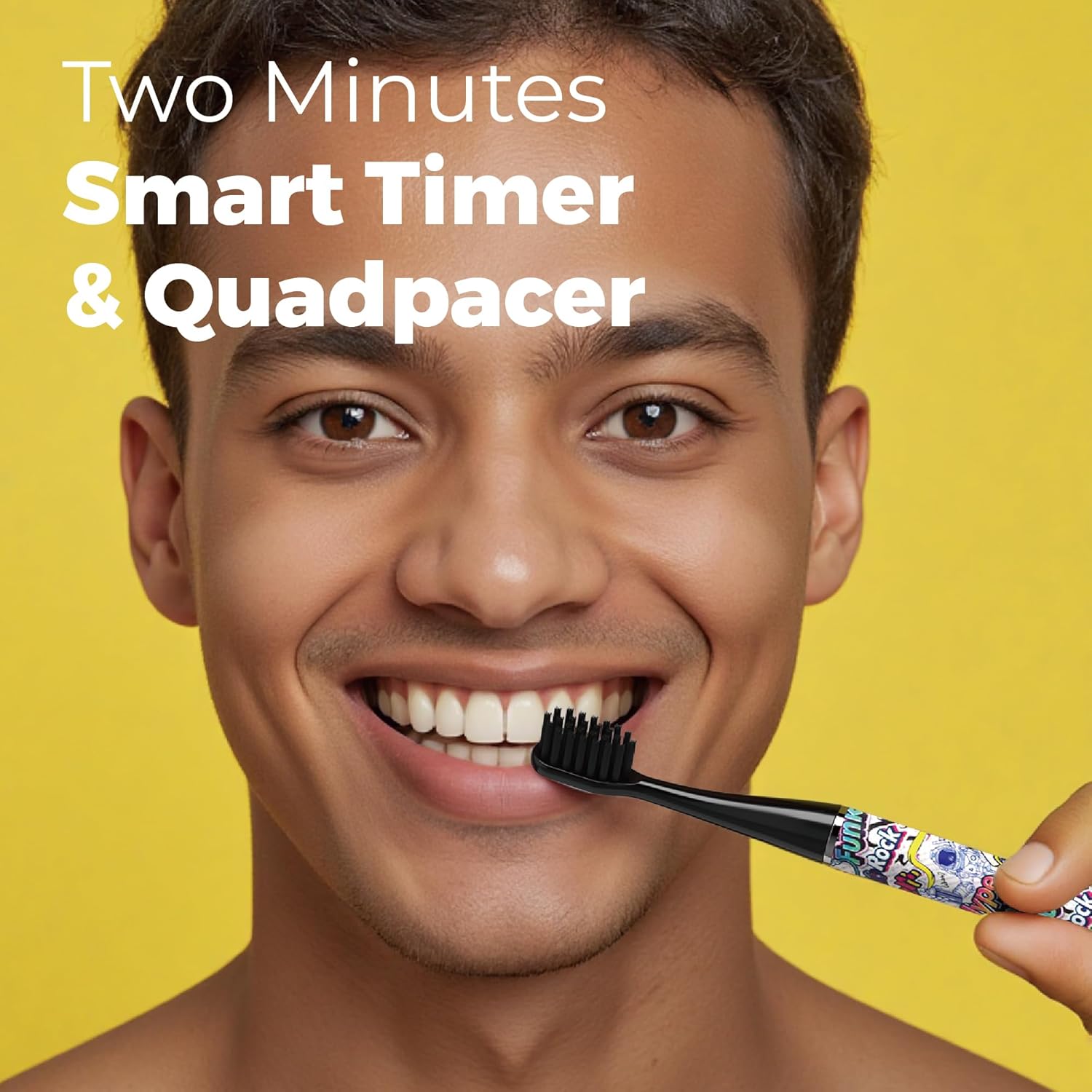 MIPOW Brush GO SlimPro i4 Electric Toothbrush Rechargeable Smart Ultra Sonic 3 Modes, Travel Case & Ceramic Dock, 60Day Battery Soft Bristles 2 Heads IPX7 Waterproof, Color-Graffiti Edition