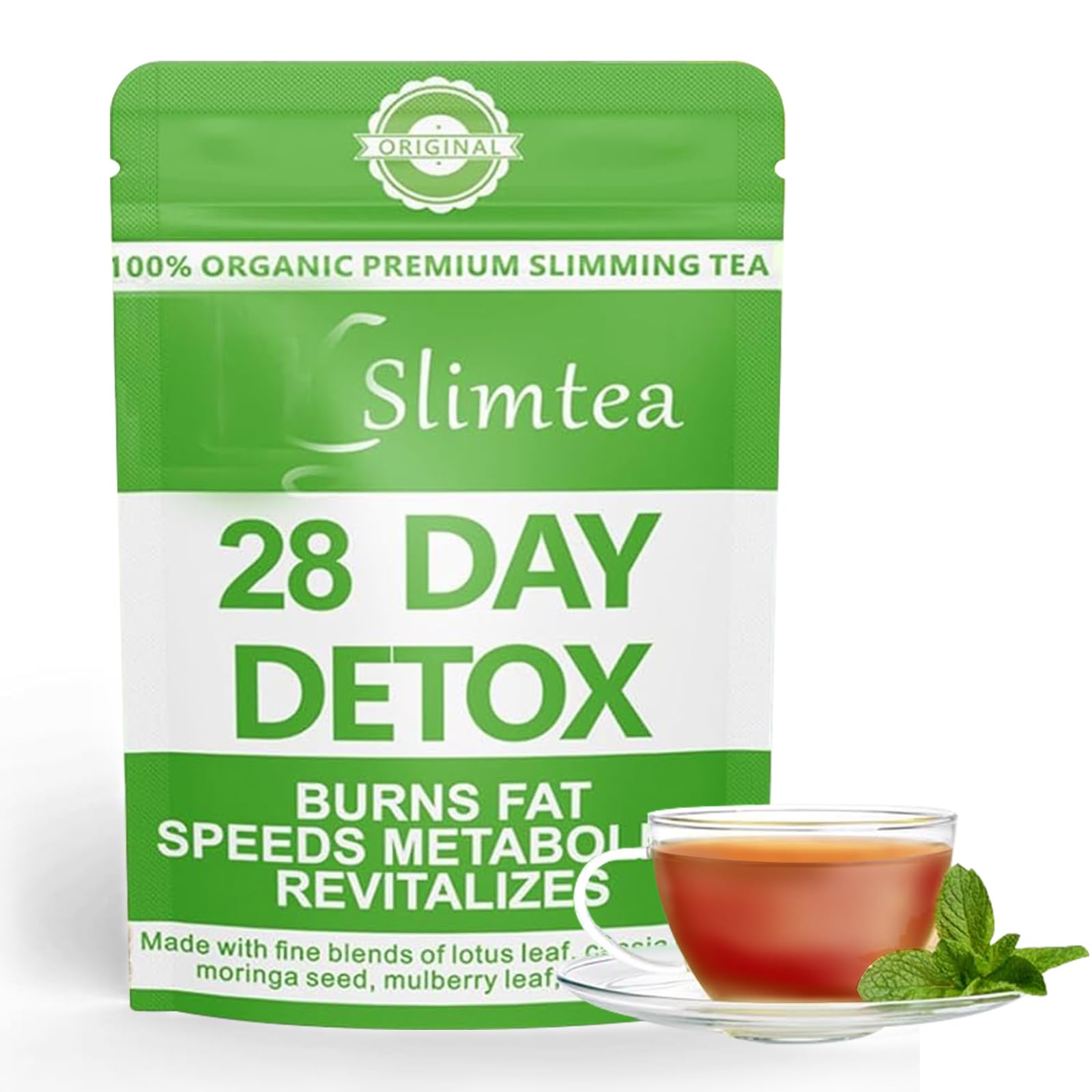 28-Day Detox Tea for Weight Loss – Herbal Blend with Lotus Leaf, Cassia Seeds, Moringa Seeds & Green Tea – Supports Healthy Weight, Digestion & Detox – 100% Natural