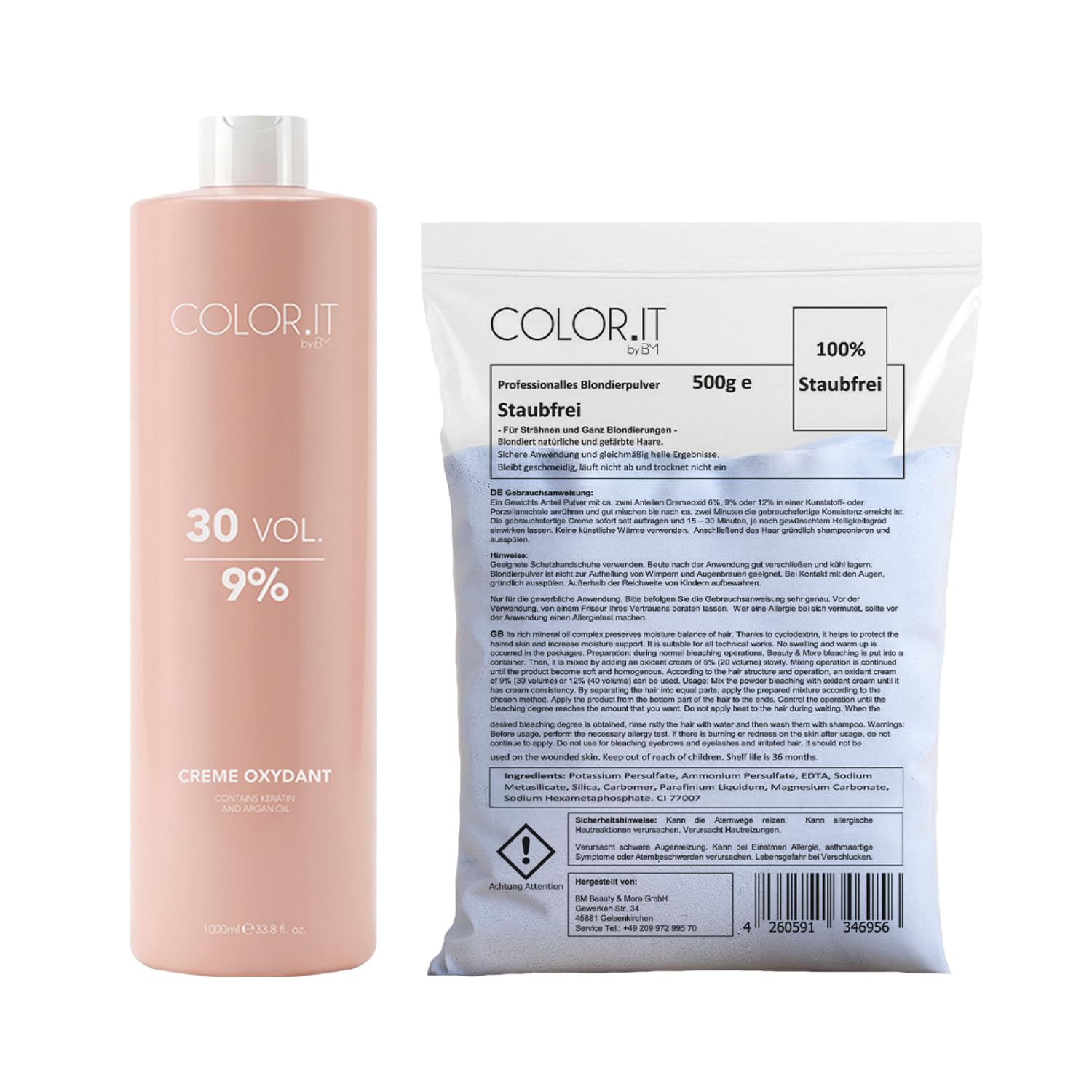 COLOR.IT by BM Blondier-Set 1000ml Creme-Entwickler und 500g Blondierpulver (9%, 1er Pack)