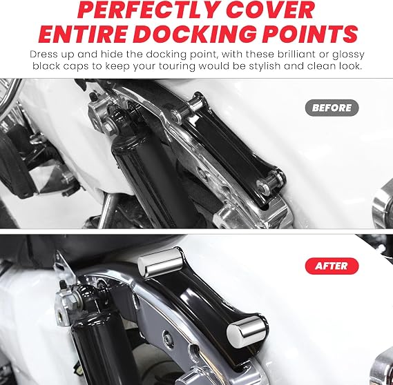 4PCS Chrome Touring Docking Hardware Cover Kits Magnet Docking Points Caps compatible with Harley Davidson Street Glide Road Glide Road King Electra Glide 2009-Up Models