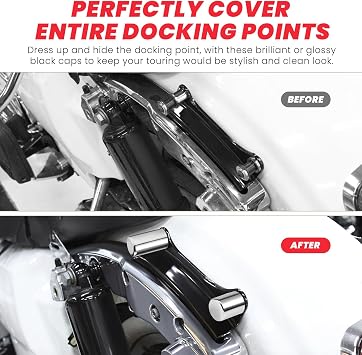 4PCS Chrome Touring Docking Hardware Cover Kits Magnet Docking Points Caps compatible with Harley Davidson Street Glide Road Glide Road King Electra Glide 2009-Up Models