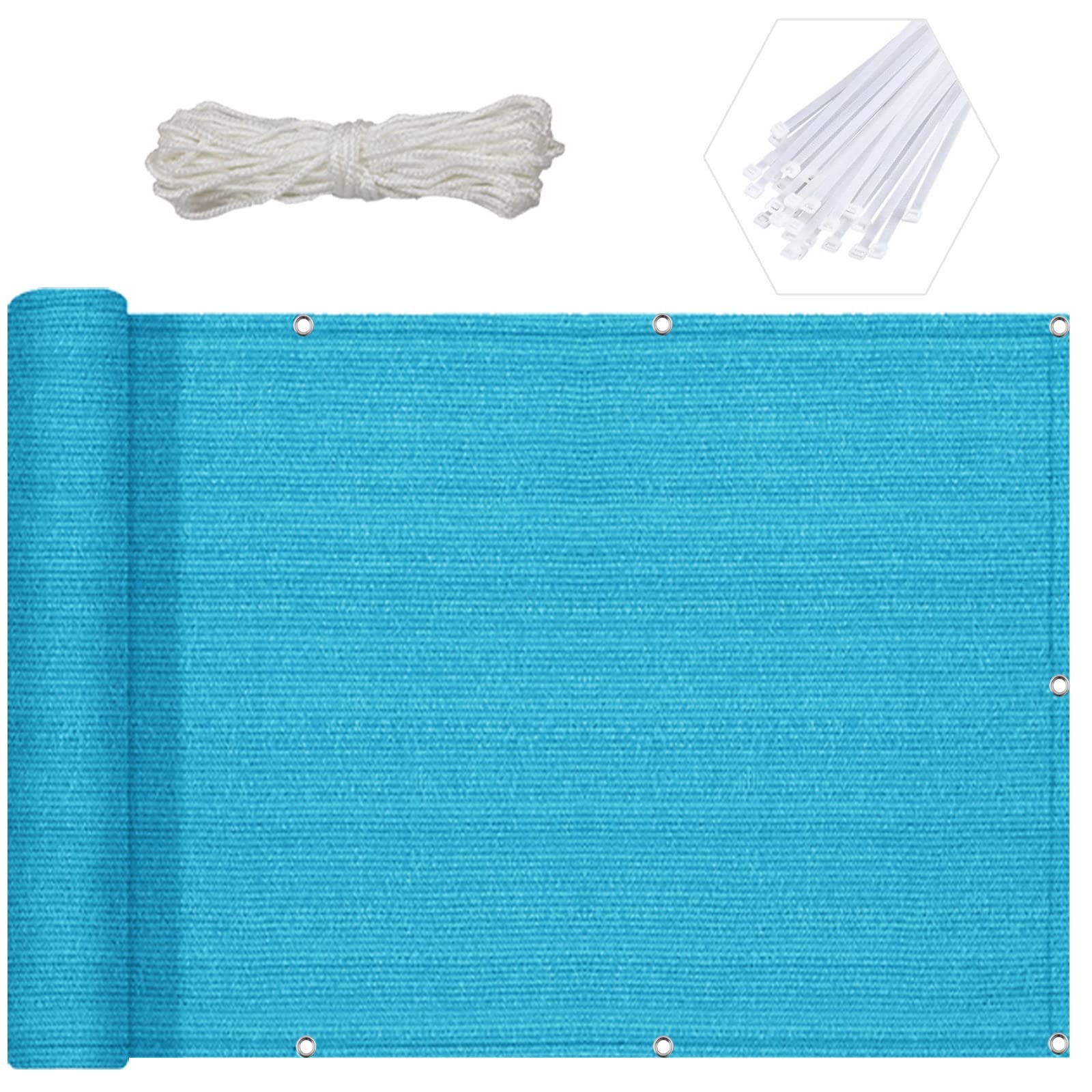 Voile d'ombrage 2 x 9 m anti-UV coupe-vent bleu de jardin et cour