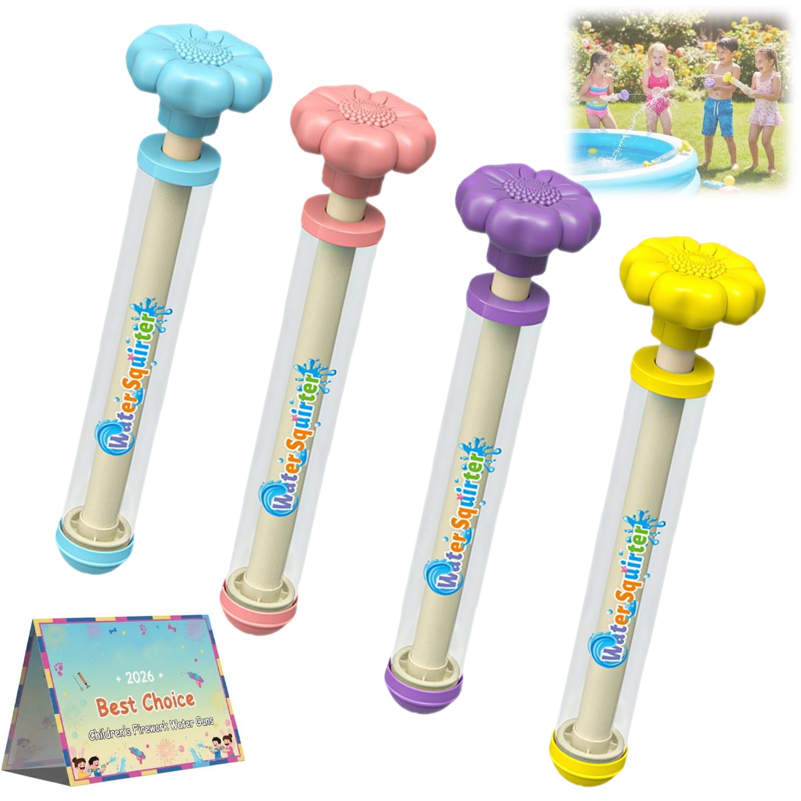 Firework Water Gun, Romantic Firework Style Water Squirter; High Pressure Pull-Out Water Pistols Toys, Water Squirter Toys for Summer Pool Beach Backyard Family Party (4 Colors)