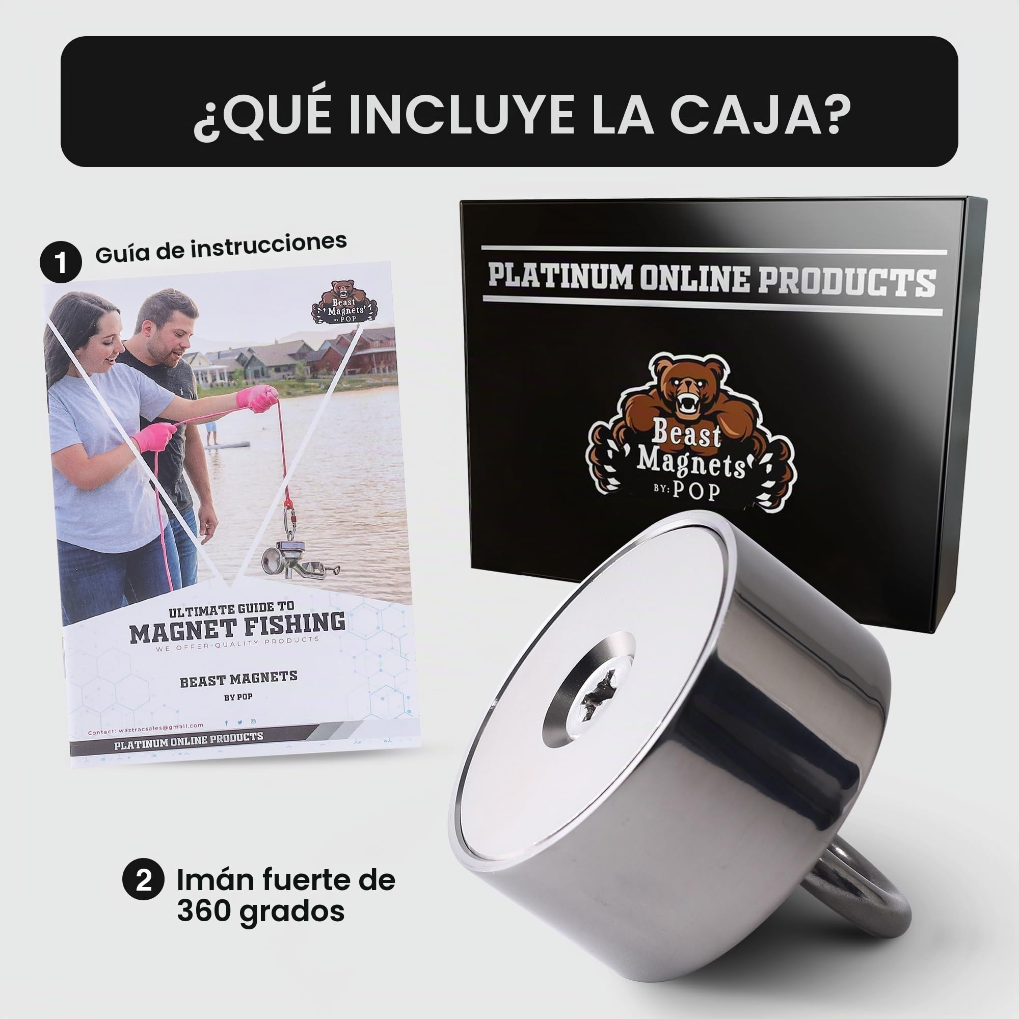 Potente imán de pesca de 360 grados de 907,2 kg | Imán de neodimio potente N52 | Pesca magnética para rescate y búsqueda del tesoro en ríos y océanos