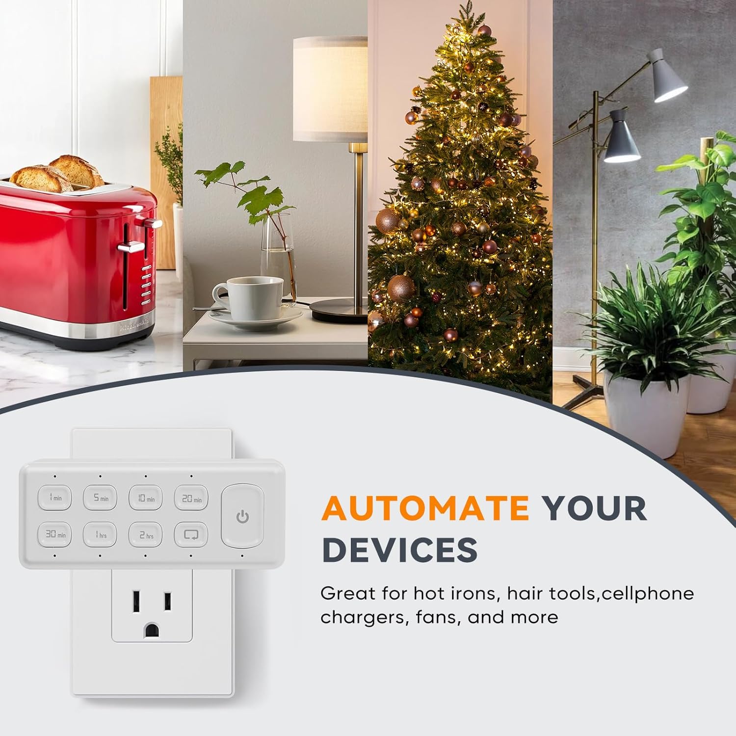 TOPELER Countdown Digital Timer Outlet, Plug-in Timer for Electrical Outlets with Repeat Function, Manual Override, Up to 4H Auto Shut Off Switch for Indoor Lamp, Fan, Aquarium, 1875W, ½ HP, 4 Pack