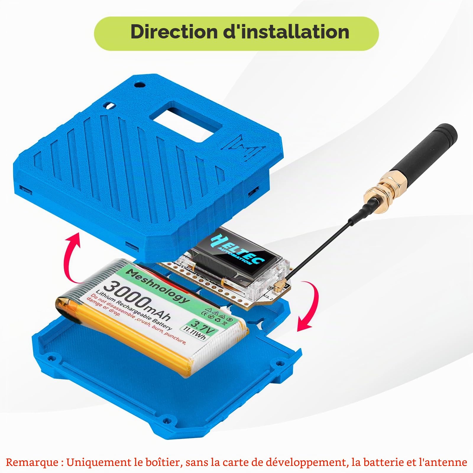 1 paquet ESP32 pour boîtier Heltec V3, carte de développement LoRa, boîtier Meshtastic avec connecteur d'antenne et interface de type C, (N33, bleu)
