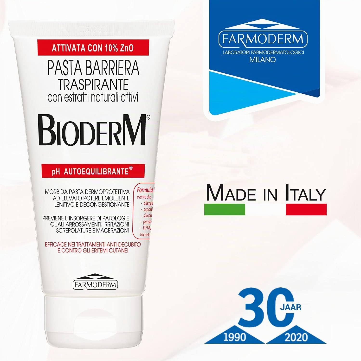 Bioderm Pasta Barriera Crema Pannolini Ossido di Zinco per Eruzioni Cutanee Irritazioni Dermatiti
