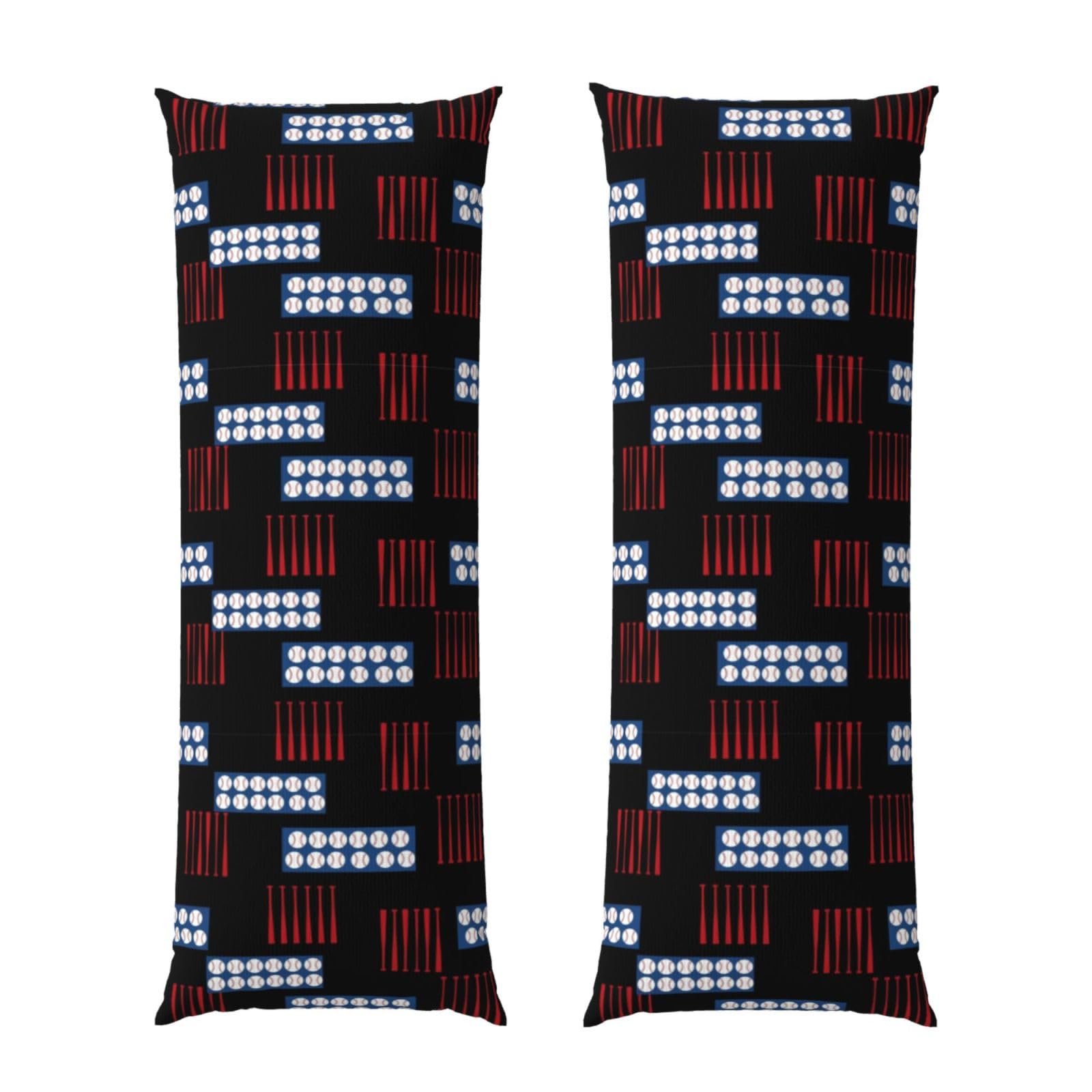 Body Pillow Cover 20x60 Baseball Bats Balls Black American Flag, Decorative Zippered Pillowcase, Soft Cozy Flannel Fabric, Cushion Case for Couch Sofa Bedroom Home Decor