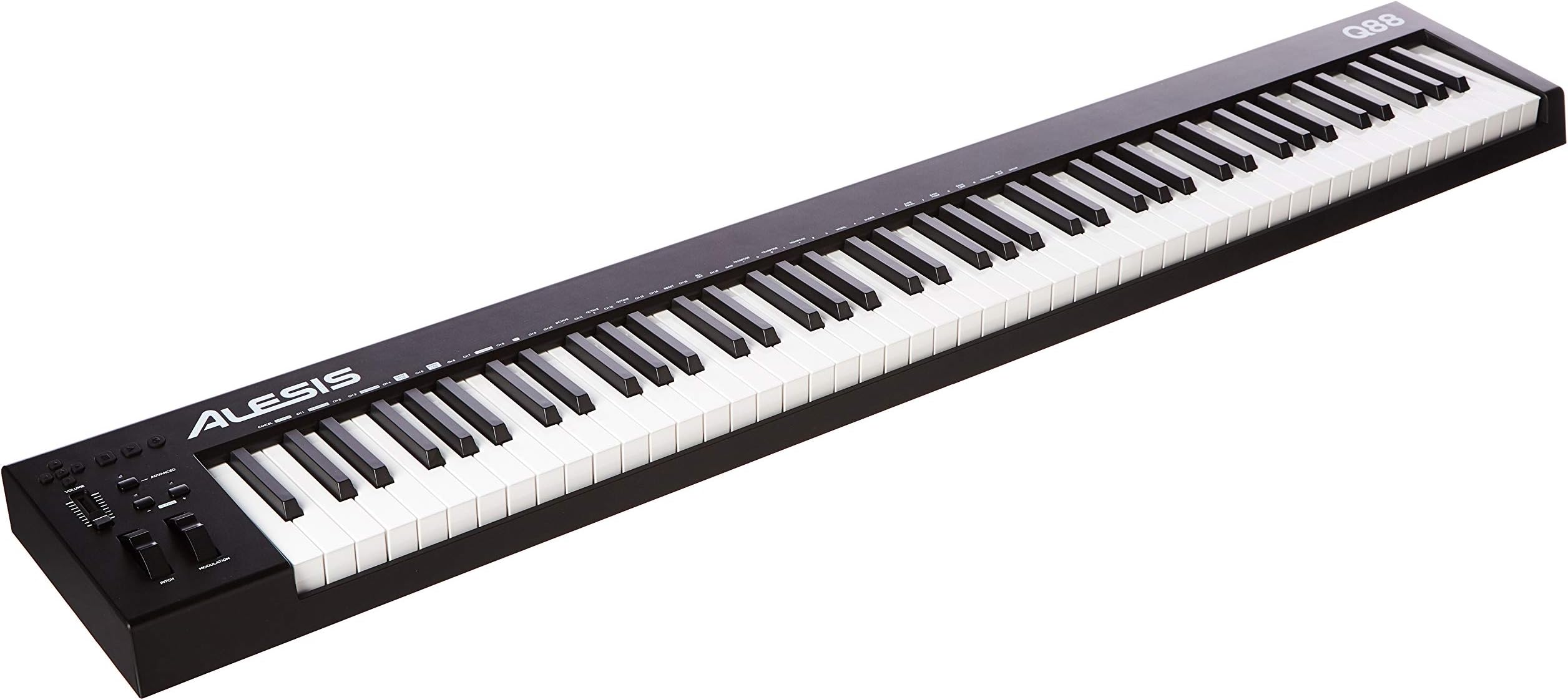 Alesis Q88 MKII - 88 Key USB MIDI Keyboard Controller with Full Size Velocity Sensitive Semi-Weighted Keys and Music Production Software Included, Black