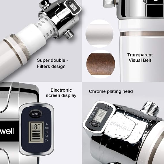 Miniwell Luxury Shower Filter L760-E101-2 Replaceable Cartridges-High output Purifier to remove Chlorine- Activated carbon for Healthy Skin & Smooth Hair & Hard Water-For Existing Shower Head