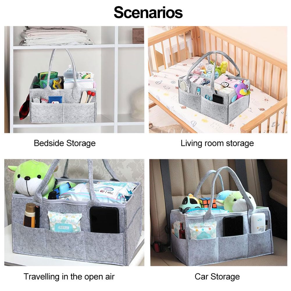 Comioke Organizador Pañales,Cesta Organizadora Bebe, Pañales Bolso Para Bebés, Correas para Pasear en Carrito Bebe, para Cambiar Toallitas Juguetes para la Ducha del Recién Nacido