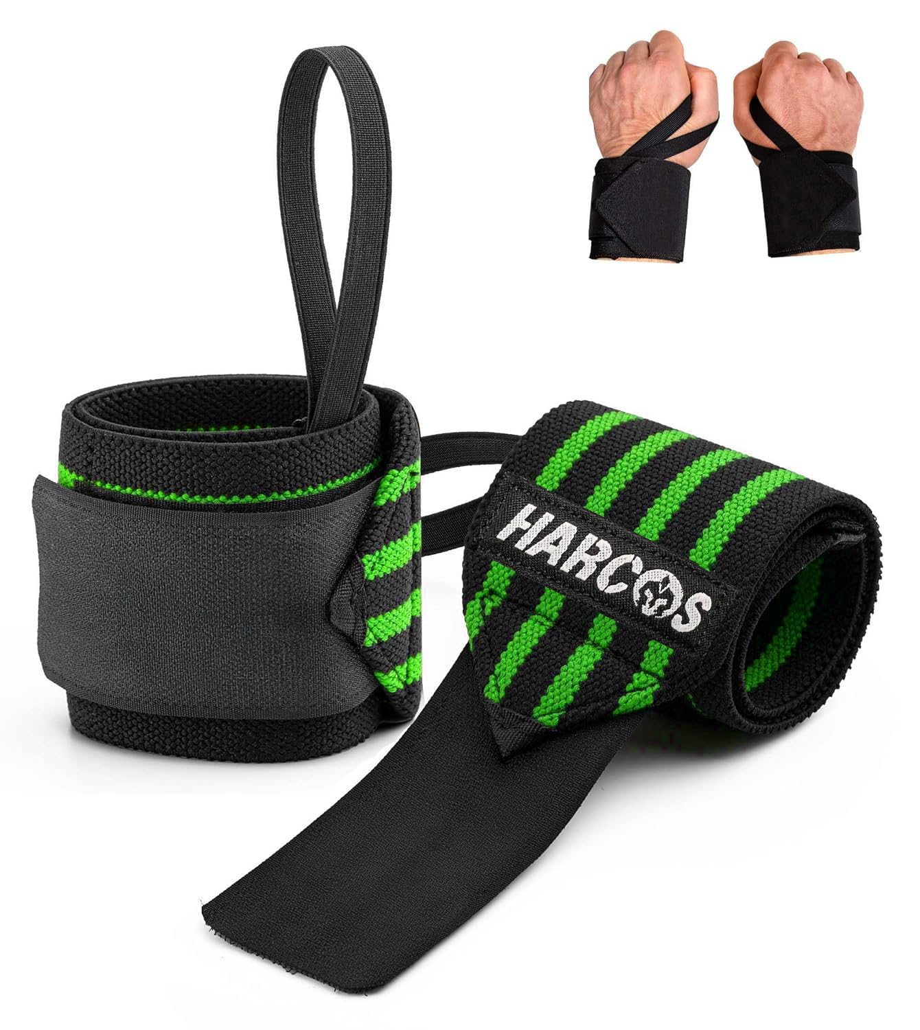 Harcos Cotton Wrist Wraps with Thumb Loop Gym Wrist Straps for Weightlifting Wrist Support for Powerlifting, Bodybuilding & Strength Training Gym Wrist Accessories for Unisex Cotton 18 Inches (Green)-image-39