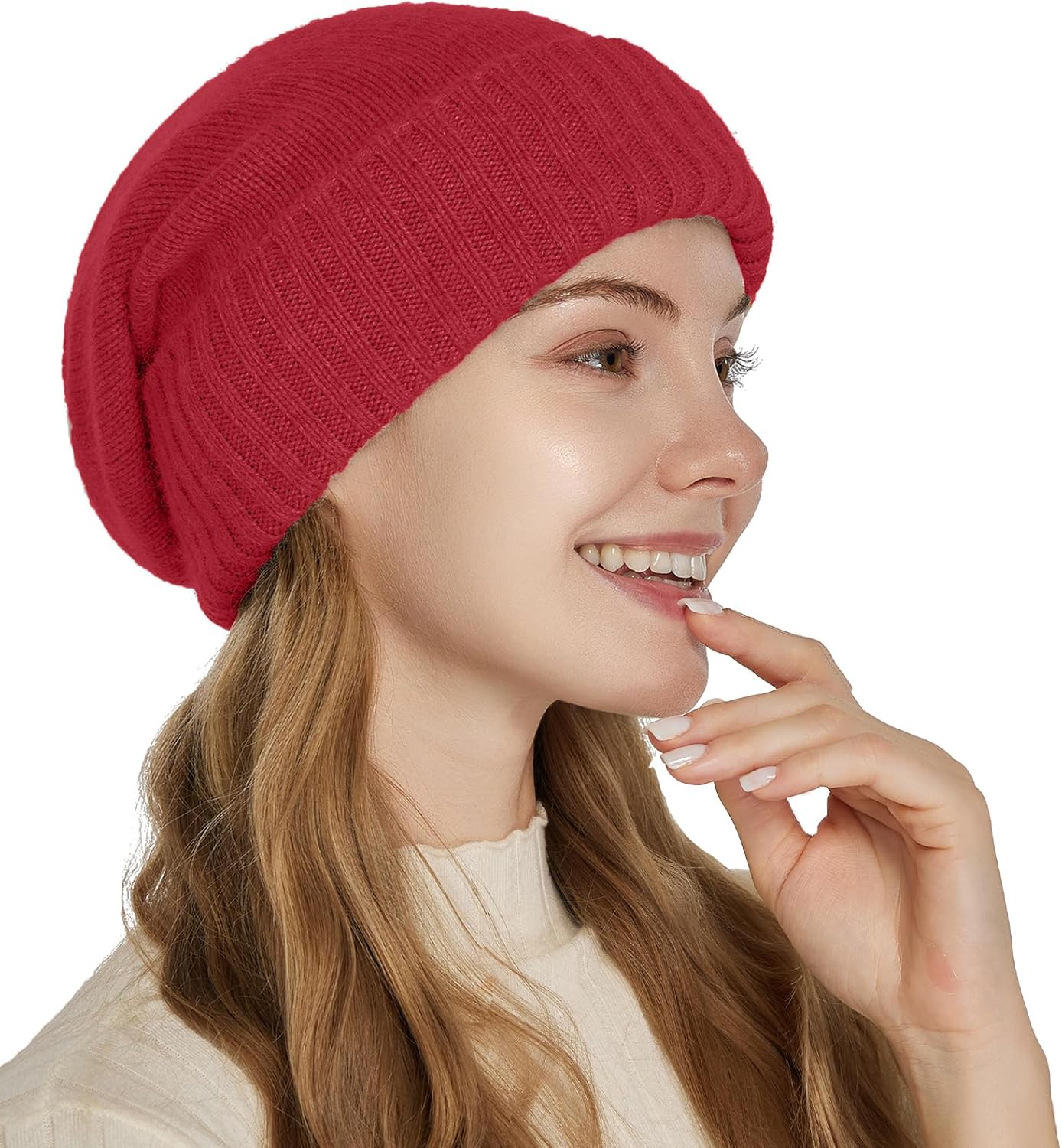 Cashmere Blend Satin Lined Beanie Hat Wool Winter Hats for Women Men Cuffed Hat Silk Lining Slouchy Beanie Women Knit Hat