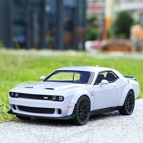 Miniatura 6 de SASBSC Dodge Challenger Hellcat - Auto de juguete para 1 32 escala de Metel fundido a presión de juguete, modelo Hellcat con sonido y luz, auto