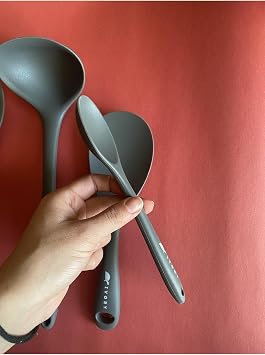 Sert Uçlu Isıya Dayanıklı Silikon Kaşık Seti 4 Parça, Gri