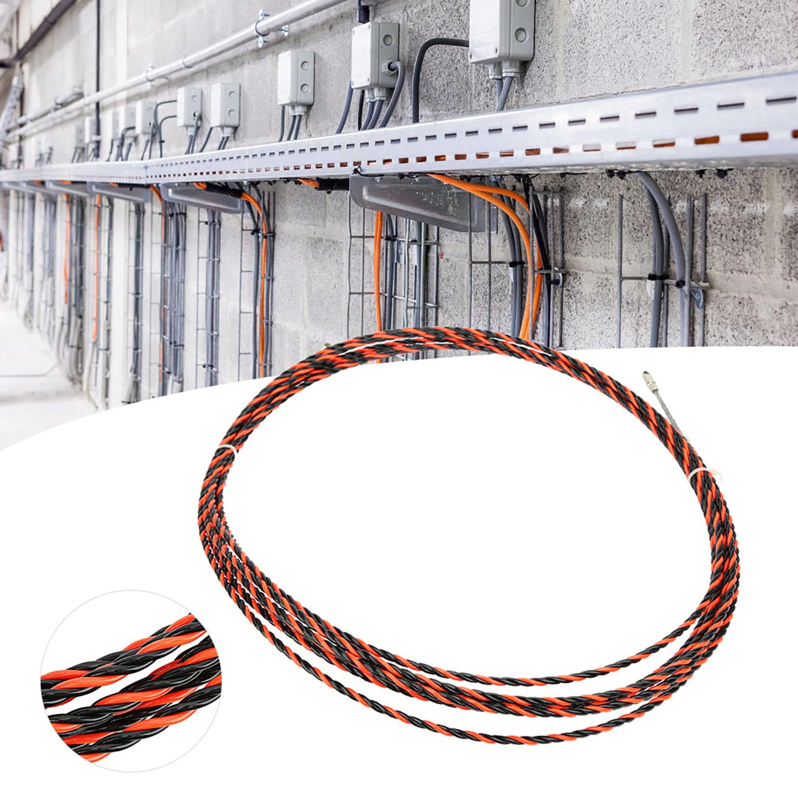 Enhebrador de cables eléctricos Dispositivo de enhebrado de electricista con 2 sujetadores de cables Líder flexible Terminales intercambiables Alta resistencia a la tracción para (25M (including two