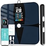 Lepulse Body Composition Scale, 8 Electrode Bathroom Smart Scale with BMI, Body Fat, Muscle Mass, Scale for Body Weight and Fat with 20 Body Fat Scale, Large Color Display and Report (Black)