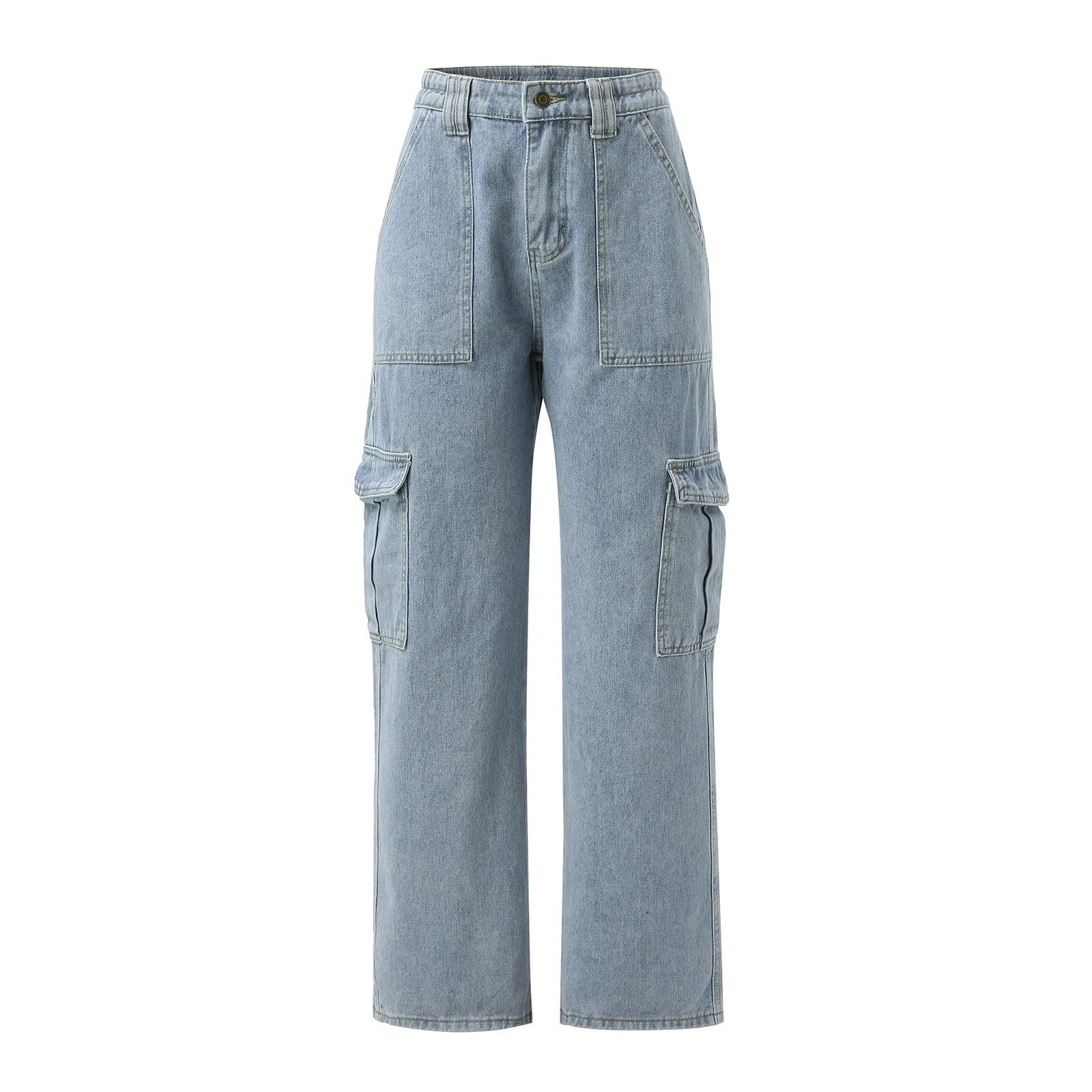 Pantalones cargo callejeros sueltos para mujer con bolsillos altos y prácticos como pantalones vaqueros de moda para un estilo urbano informal