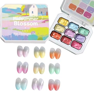 Nail Painting Gel - 9 Colors Gel Nail Polish Set | Polish Drawing Non Wipe Long Lasting Art for French Nails Home Salon