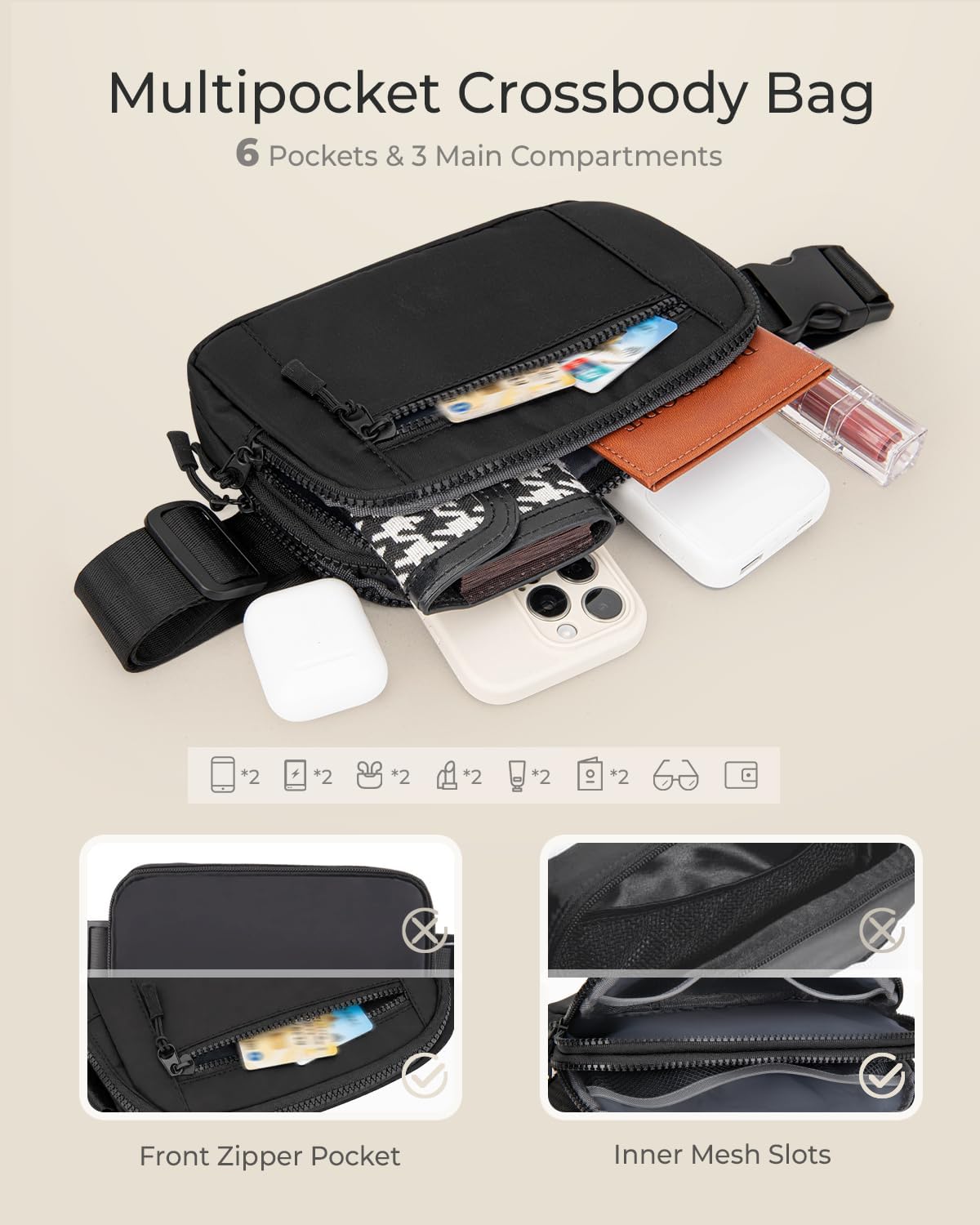 Fanny Packs for Women Crossbody Belt Bags, Waist Pack with Adjustable Strap image 3