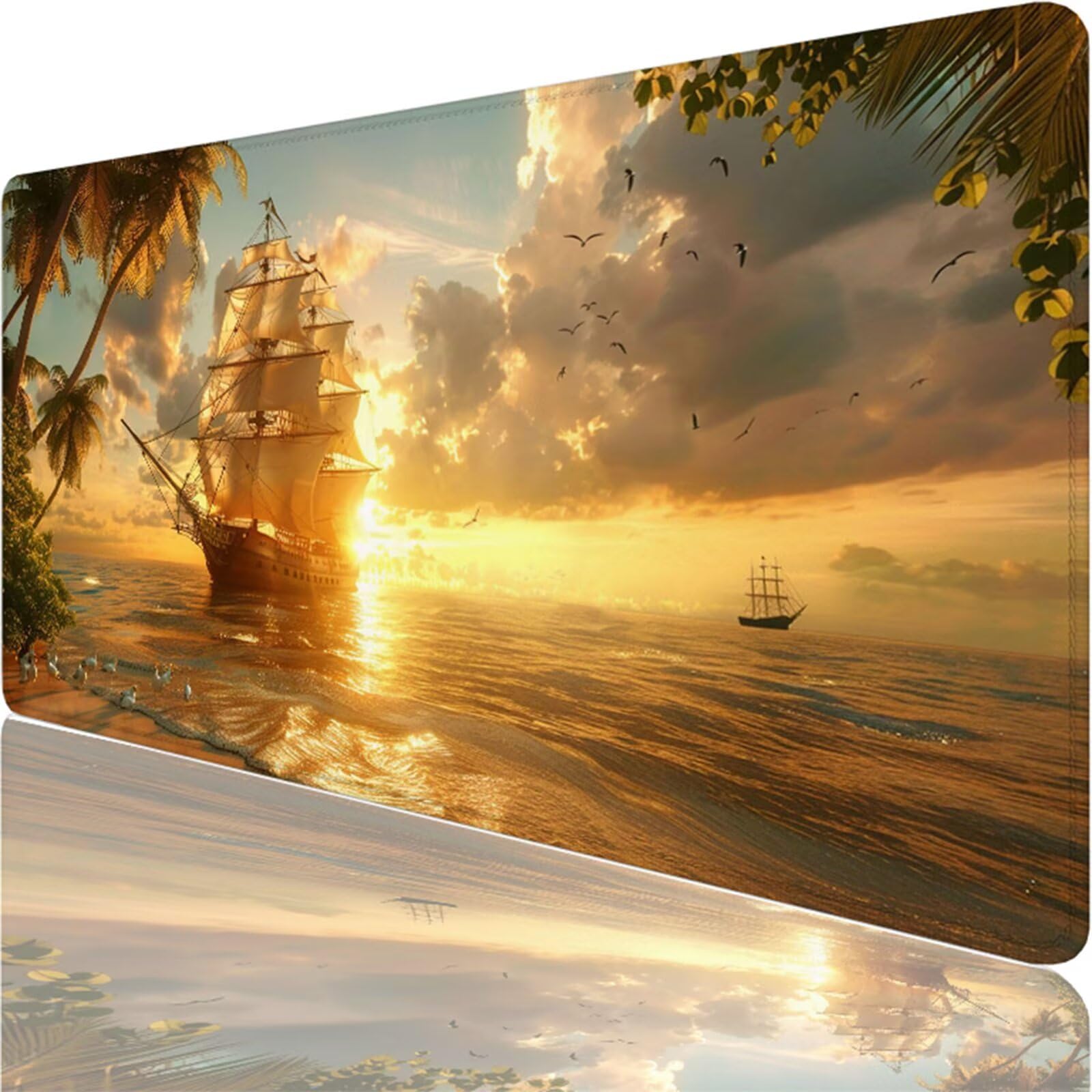 Podkładka pod mysz do gier XXL,1000x500x3mm pomarańczowa podkładka pod mysz, duża podkładka pod biurko ze specjalną powierzchnią poprawia szybkość i precyzję, wodoodporna podkładka pod mysz łódź na