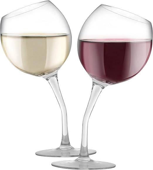 KOVOT Tipsy Wine Glass Set Includes (2) Tilted Wine