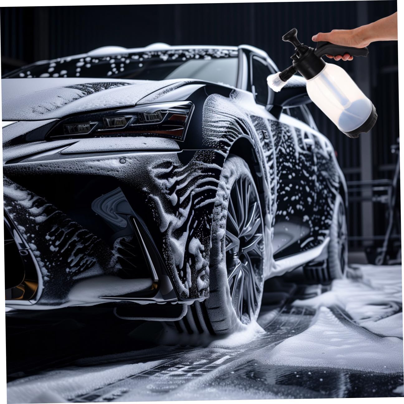 Car Wash Foaming Sprayer and 2000ml Tank with Adjustable Foam Nozzle