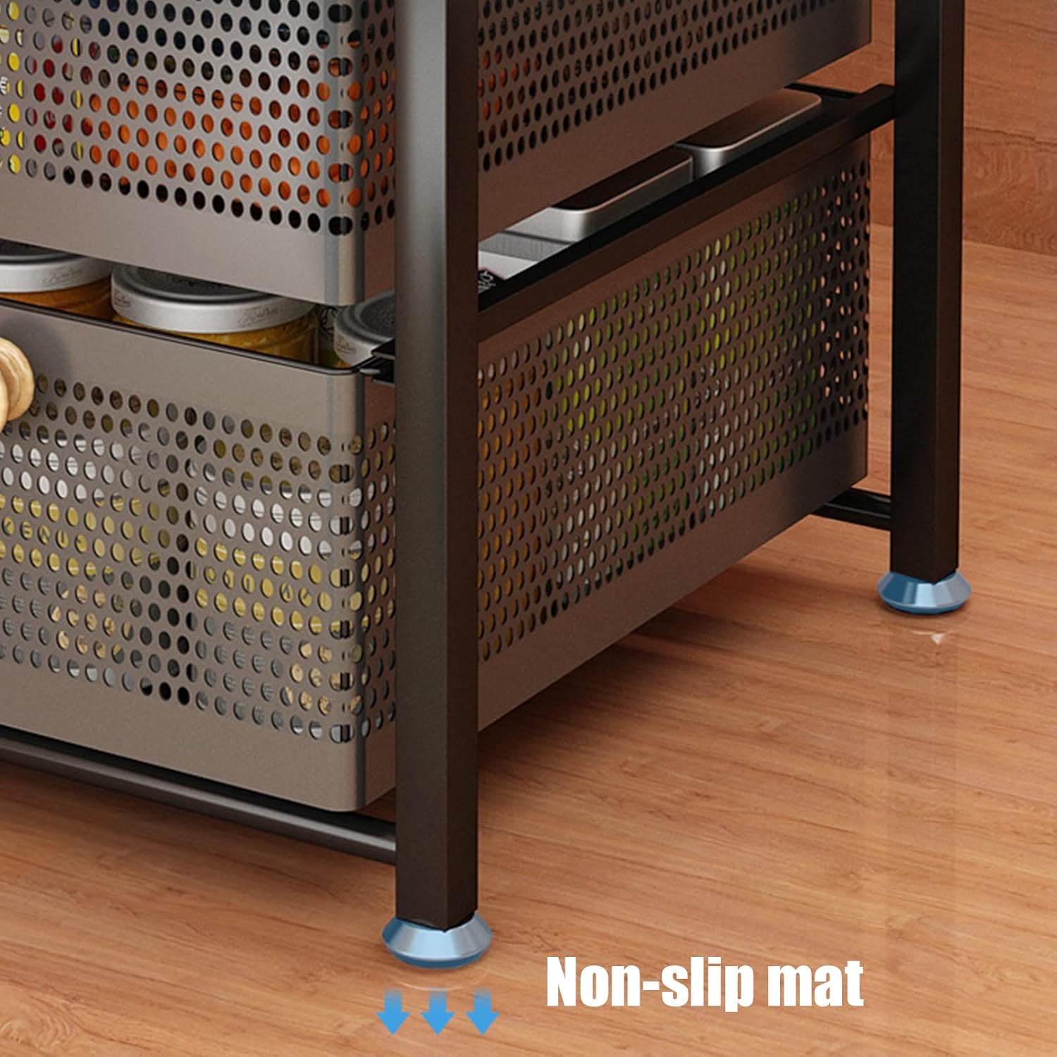 Drawer Pull-Out Storage Rack, Under Sink Countertop Cabinet Bathroom Kitchen Storage Organization, Fashion Simple Breathable Non-Slip Drain Rack(Size:5 Layers,Color:Widen White) (Black 2 layers)