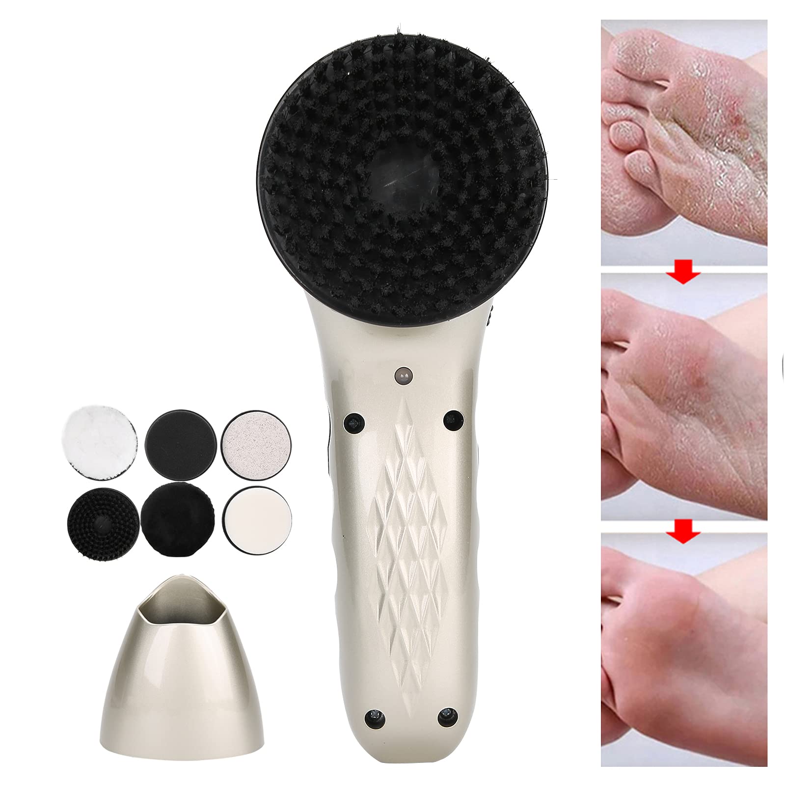 Lucidascarpe Elettrico, Kit Portatile per la Cura della Pelle, Kit Lustrascarpe Elettrico, Kit Lustrascarpe in Pelle per la Pulizia e Lucidatura delle Scarpe(Champagne)