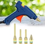QWORK 4Pcs Pure Copper Glue Gun Nozzle Set - Glue Gun Nozzle Assortment Set, Gluegun Tips Replacement for Hot Melting Glue Guns Bore, 2.0x(34/50/70/100mm)+3.0x50mm