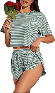 OYOANGLE Pajamas for Women Set Side Split Shorts Pj Sets Sexy Lounge Sets | 2 Piece Cute Pjs,Womens Pajama Sets,Loungewear,Matching Pjs,Sleepwear for Gifts,Wedding,Party