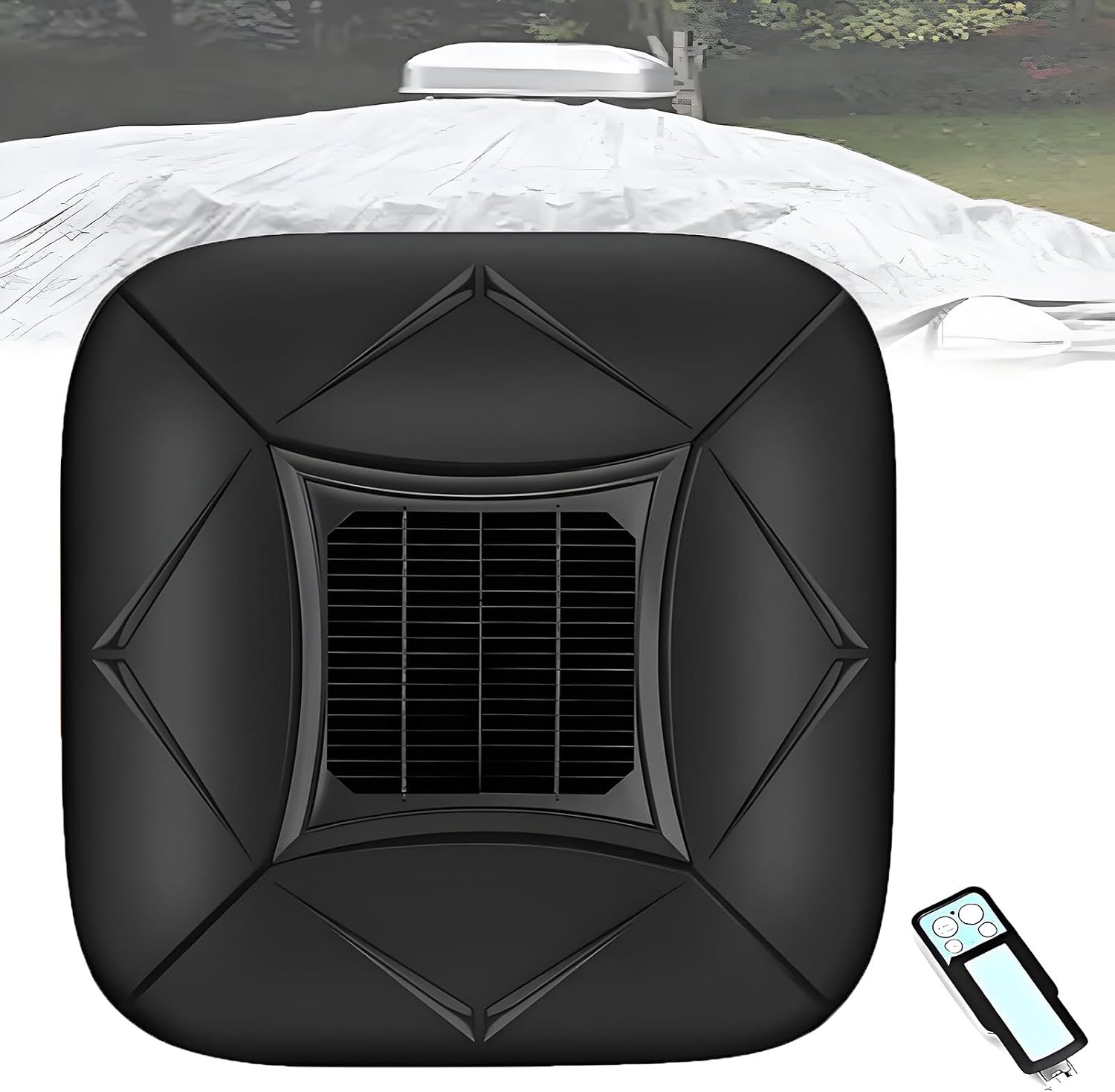 Solar Charging Smart Car Cover with Remote Control, One-Button Automatic Retractable, Waterproof and Sunproof Shelter, All-Weather Protection, with Anti Theft System Black-3XL+