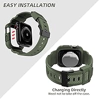 Vista 3 de OROBAY Correa Resistente Compatible con Apple Watch Banda de 45 mm/44 mm/42 mm con Estuche, Correa Antichoque para iWatch SE3 SE2 SE Series