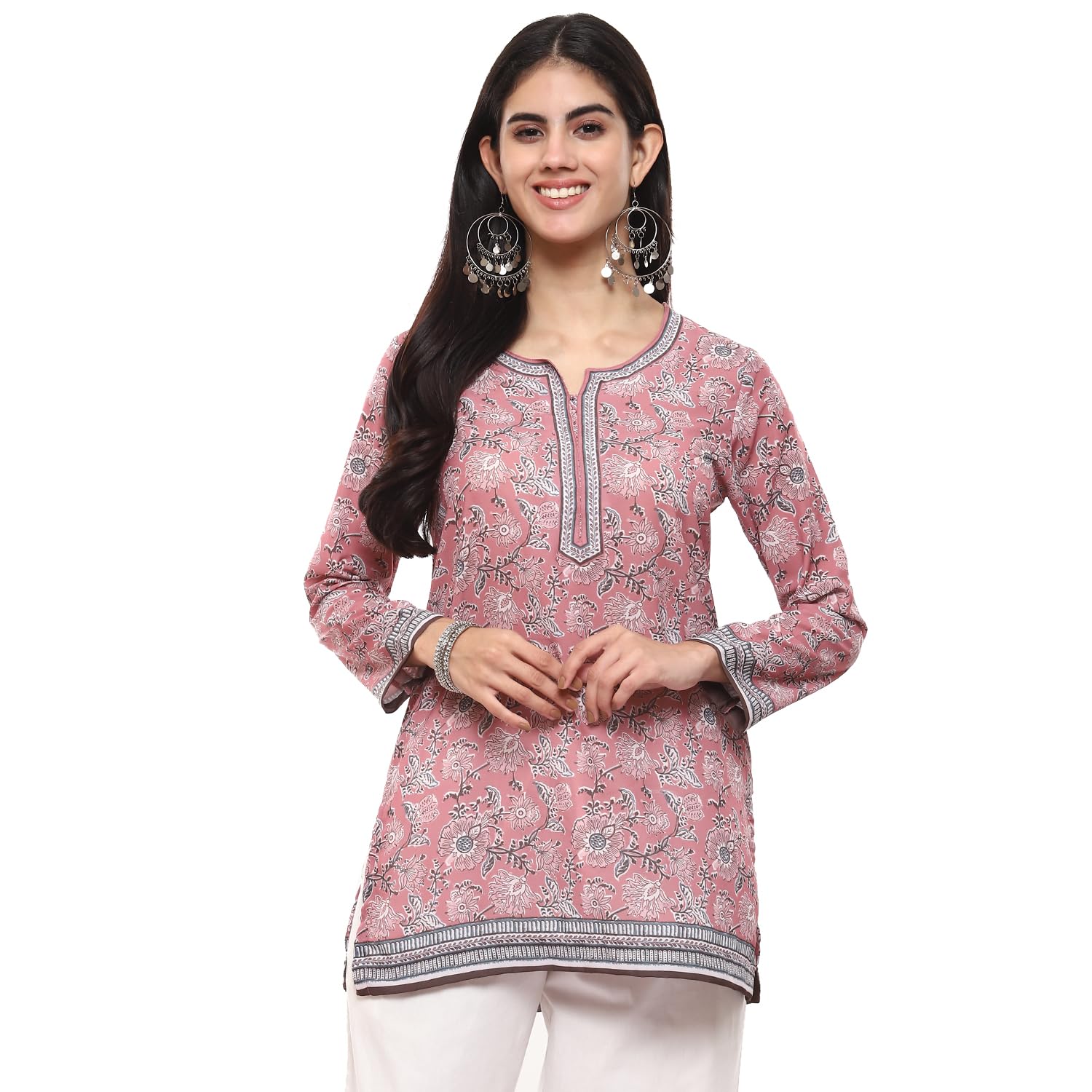 Spykar Women's Polyester Straight Fit Straight Denim Printed Kurti in blue