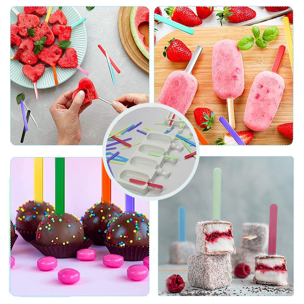 ELANE 4-teiliges Silikonformen-Set für Eis am Stiel, 25 Kuchen-Sticks und wiederverwendbare Eisstäbchen, selbstgemachte Eis, Kuchen, Süßigkeiten, für Familie, Zuhause, Festival, Geburtstag, Kinder.