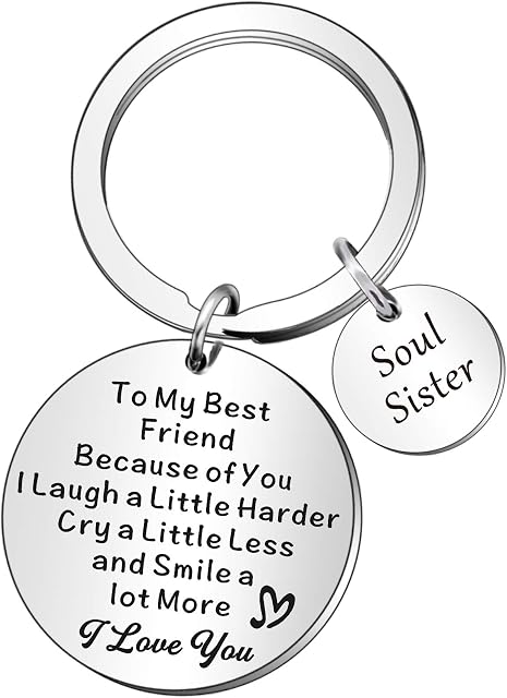 QMVMV Friendship Gifts Best Friend Keyring - Thank You Gift to Best Friend Soul Sister Keychain, Friend Appreciation Gifts, Birthday Christmas Gifts for Best Friend