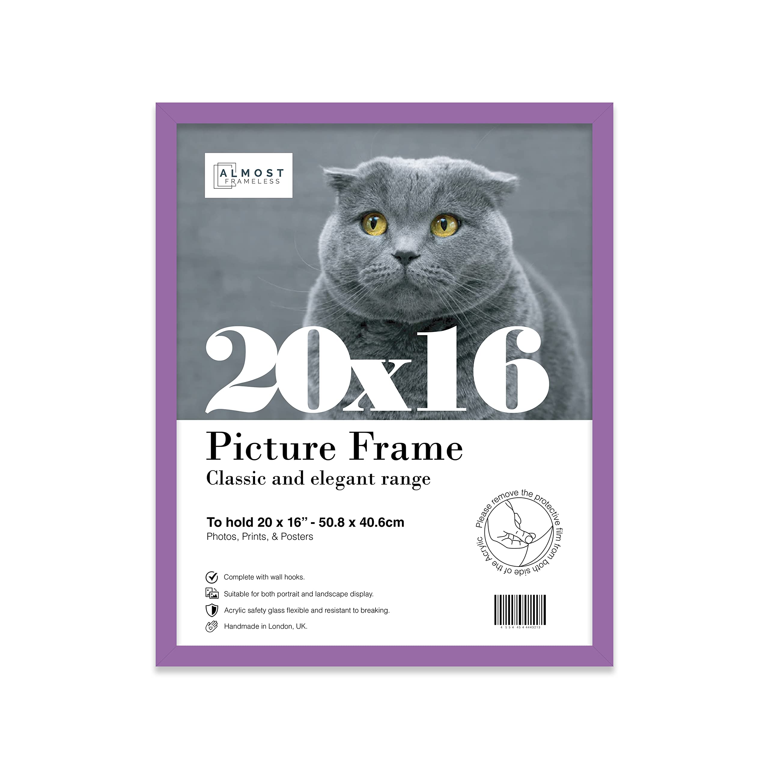 20x16 Inch Purple Photo Frame Wall Mountable Picture Frame Standard Photograph Size, 20" X 16" (51 X 41cm)