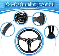 Vista 3 de RASTP Volante de barco de 13.8 pulgadas con adaptador de eje marino de 3/4" para la mayoría de los barcos marinos, embarcaciones, yates, pontones