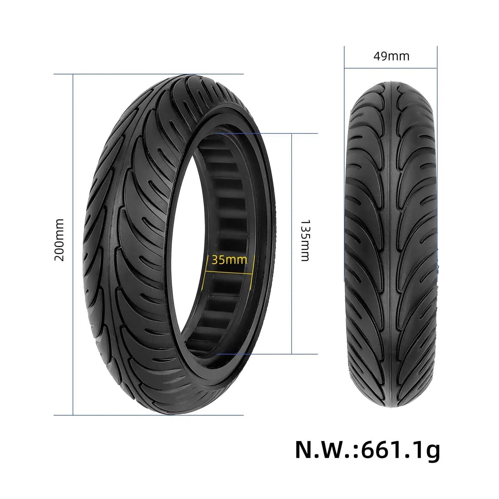 Neumático Sólido Compatible With Patinete Eléctrico, Compatible With Xiaomi, Neumático Sólido Delantero Y Trasero M365, 2 Uds. neumáticos de scooter