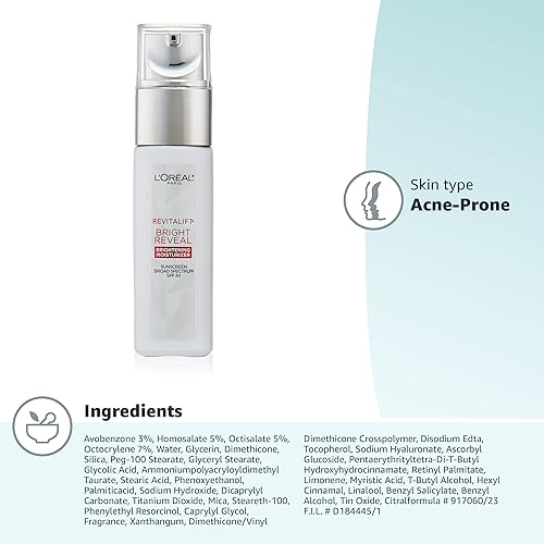 Miniatura 10 de L'Oréal Paris Revitalift Bright Reveal Crema de día antienvejecimiento con SPF 30 con ácido glicólico, vitamina C y Pro-Retinol para reducir las