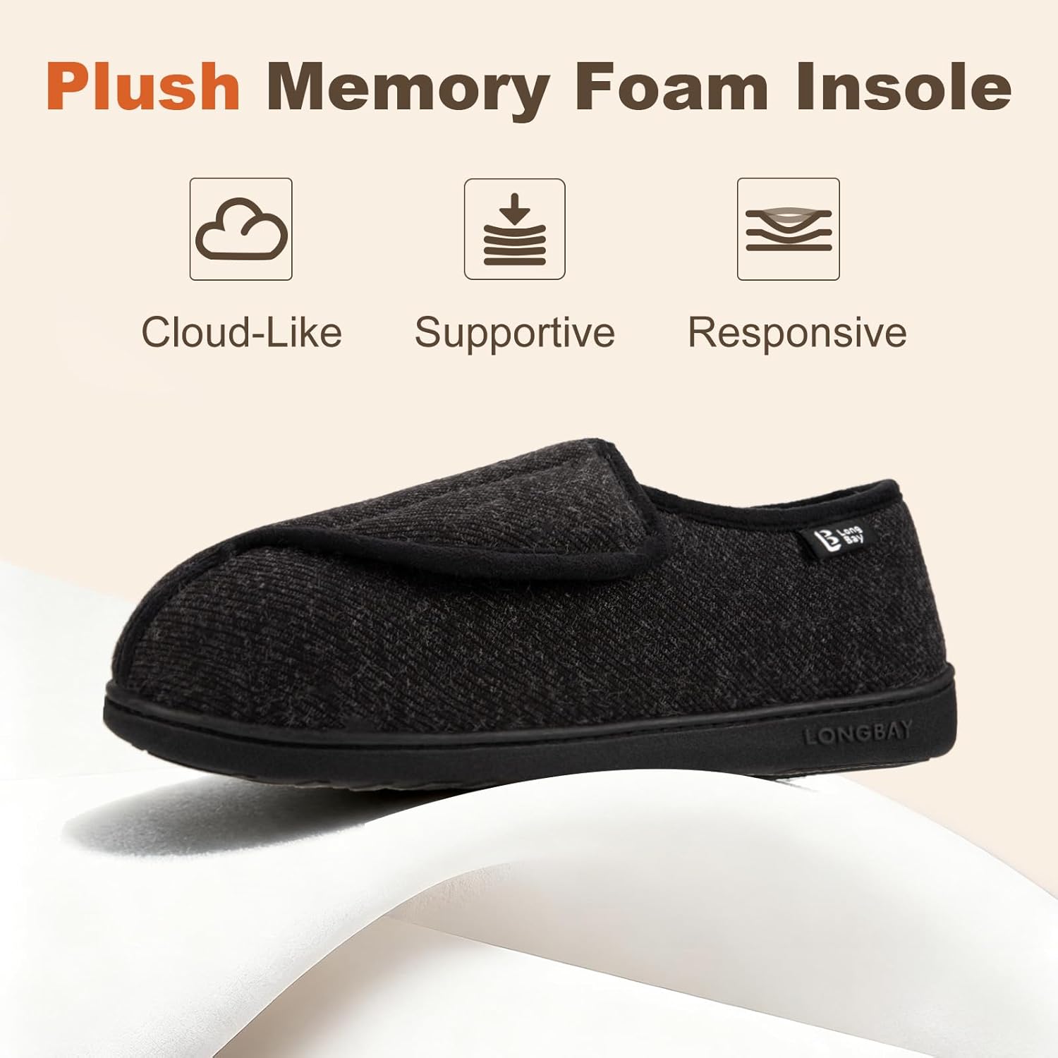 LongBay Womens Adjustable Slippers Memory Foam Cozy Wide Diabetic House Shoes Edema Orthopedic Neuropathy Indoor Outdoor - Image 5