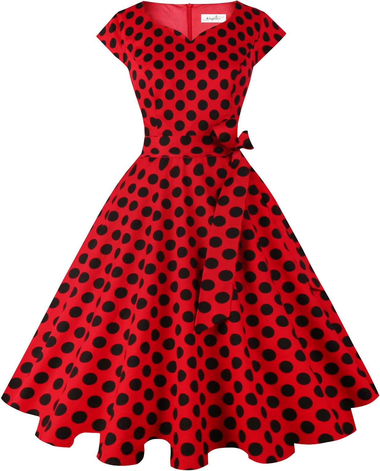 Women Vintage 1950s Dress Retro Cocktail Party Swing Dresses with Cap Sleeves