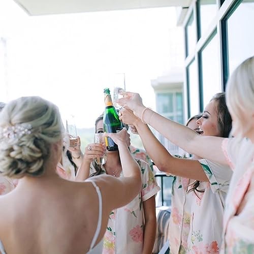 Miniatura 2 de Copas de champán grabadas personalizadas sin tallo, copas de boda personalizadas con monograma para dama de honor