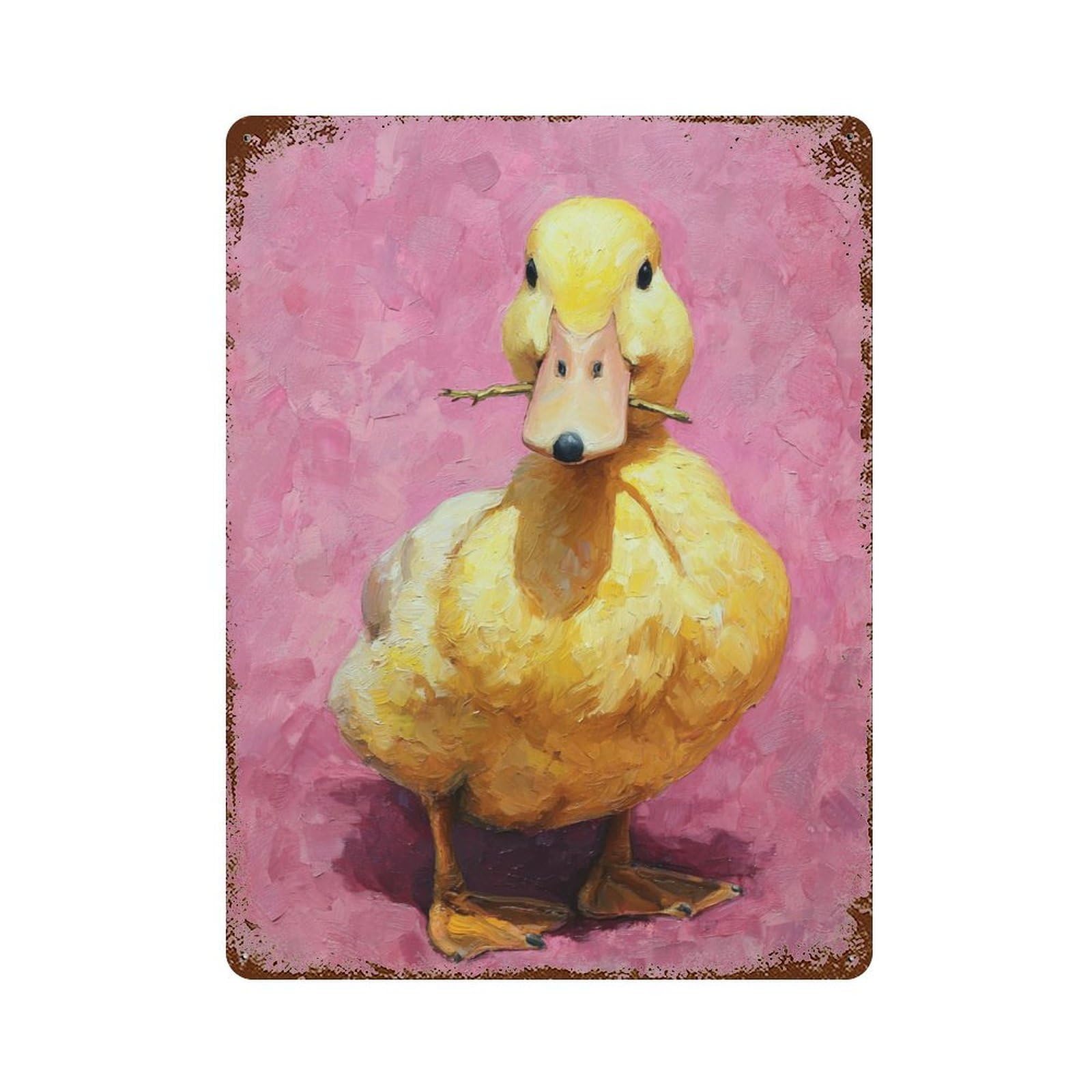 Garage Style Duck with Stick on Nose Weathered Tin Sign 15.7"x11.8", Shabby Chic Decor for Bar And Workshop
