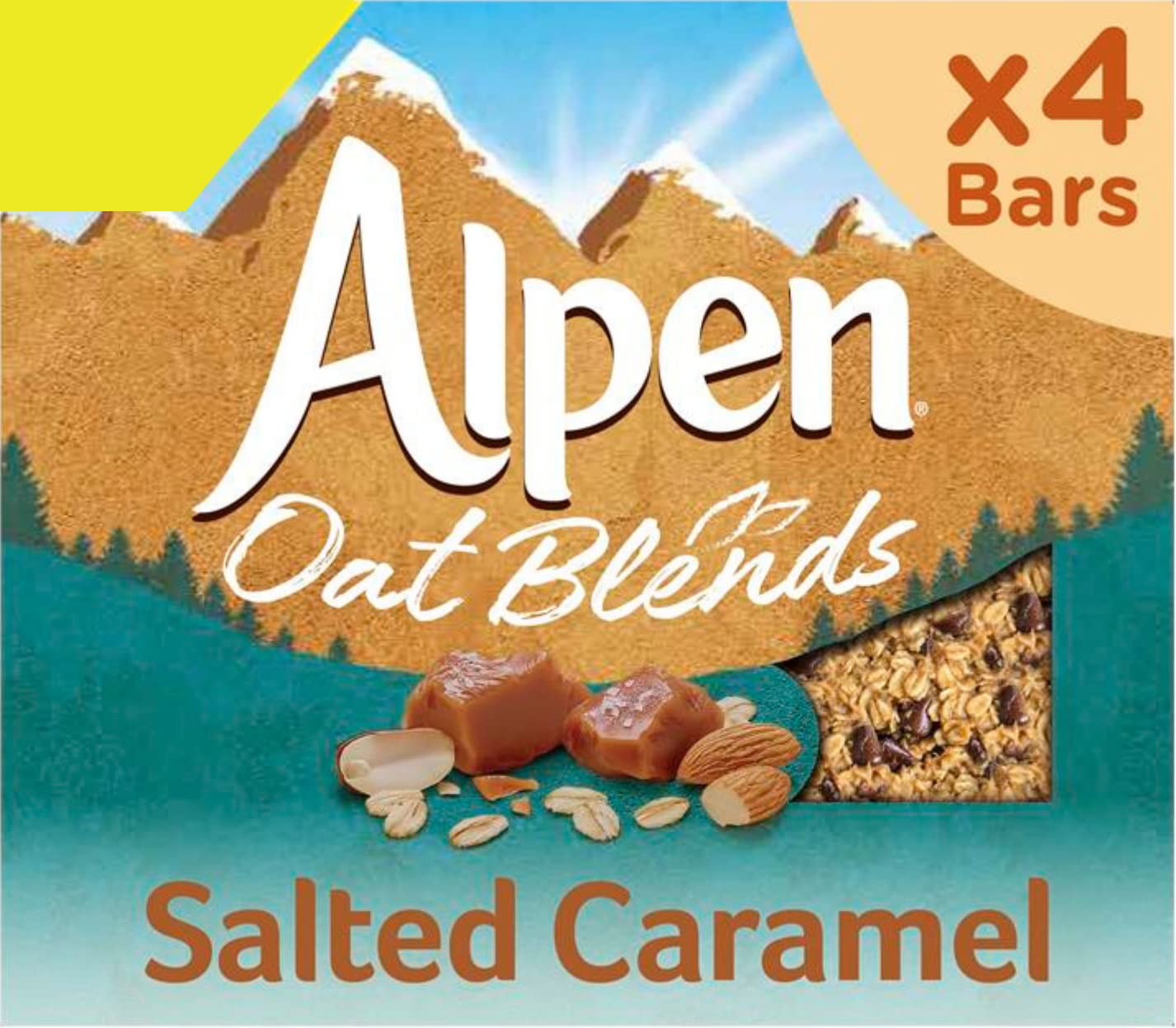 Alpen Hafermischungen, gesalzenes Karamell, 4 Müsli-Riegel, 10 Stück, insgesamt 40 Stück