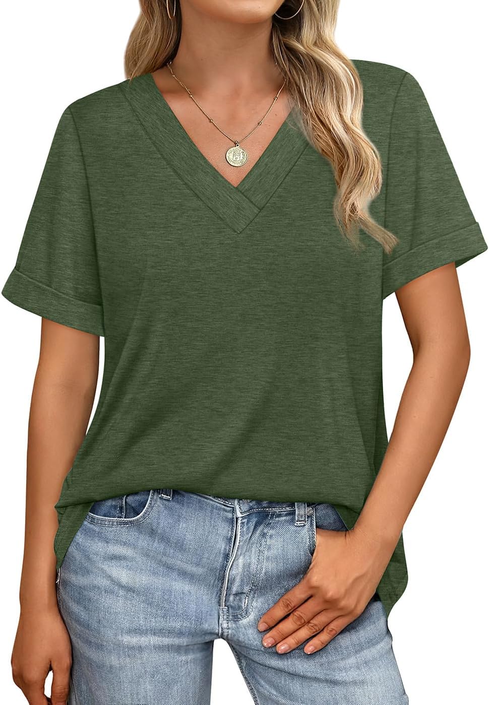 WIHOLL Womens Summer Tops Short Sleeve Basic Casual V Neck T Shirts Trendy Fashion 2026 - Image 4